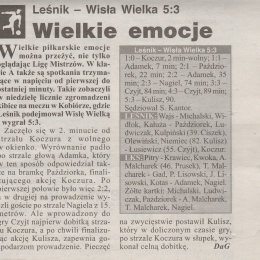 Sezon 2007/2008 - A-klasa
Leśnik - Wisła Wielka 5:3 - Tygodnik Echo