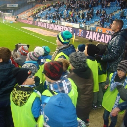 Zawodnicy MKS „Tur 1921” Turek na meczu Lecha Poznań