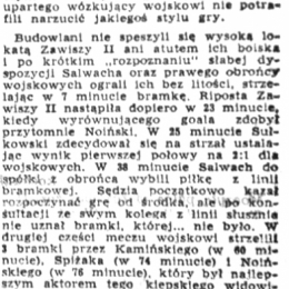 Artykuł  z  „Żołnierza Polski Ludowej" - 25.08.1959 o meczu z 22.08.1959 Zawisza II - Budowlani Bydgoszcz.