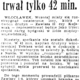 „Gazeta Pomorska" z 08.08.1966 o meczu z 07.08.1966 o wejście do III ligi: Kujawiak Włocławek - Zawisza II.