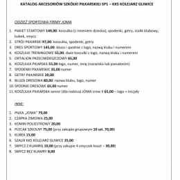Katalog akcesoriów klubowych