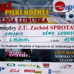 6.10.2018r IV Liga.    Z.U. Zachód Sprotavia -  Spójnia Ośno Lubuskie.
