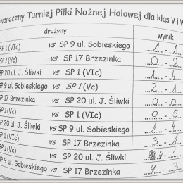 V Międzyszkolny Noworoczny Turniej Piłki Nożnej Halowej dla klas V i VI