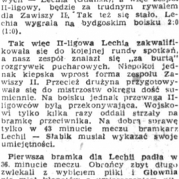 „Gazeta Pomorska" z 27.08.1973 o meczu rundy wstępnej Pucharu Polski: Zawisza II Bydgoszcz - Lechia Gdańsk 0 - 2  (25.08.1973).