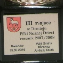 III miejsce Orion Cegłów rocznik 2007/2008 Puchar Wójta Gminy Baranów