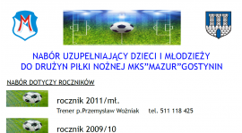 Nabór do grup młodzieżowych Mazura Gostynin