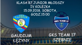 Zapowiedź IV Kolejki Krośnieńskiej Klasy B Juniorów Młodszych - KKS Gaudium Łężyny - GKS Team 17 Szebnie