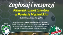 Zagłosuj na "Piłkarski rozwój talentów w Powiecie Myślenickim" w BO MAŁOPOLSKA
