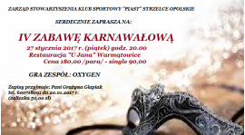 Zaproszenie na zabawę karnawałową