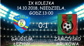 Pierwsza porażka w sezonie z Zamczyskiem Mrukowa w IX kolejce krośnieńskiej klasy A seniorów. Gaudium 0:1 Zamczysko.