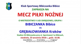 ZAPROSZENIE NA MECZ. 7. kolejka Bibiczanka-Grębałowianka Kraków