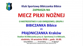 ZAPROSZENIE NA MECZ. 6 kolejka: Bibiczanka - Prądniczanka