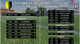 Zapowiedź weekendu (21/22.09) + mecze tygodniowe