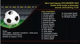 Lista zawodników na sparing z APN rocznika 2004.