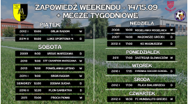 Zapowiedź weekendu (14/15.09) + mecze tygodniowe