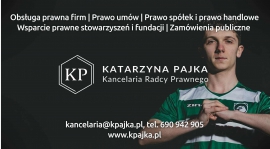Kancelaria Radcy Prawnego Katarzyna Pajka ze wsparciem dla naszego klubu