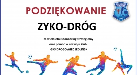 Podziękowania dla firmy Zyko-Dróg - sponsora strategicznego klubu
