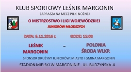 ZAPRASZAMY NA MECZ JUNIORÓW