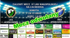 Mecz z LKS Jawiszowice - MKS Proszowianka ODWOŁANY !!!