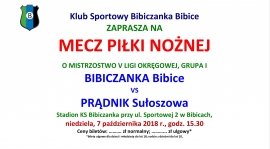 ZAPROSZENIE NA MECZ. 9. kolejka Bibiczanka-Prądnik Sułoszowa