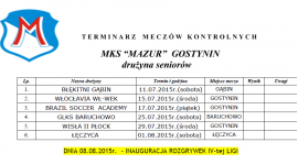 Terminarz gier kontrolnych przed sezonem 2015/16