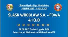 I DLM: 1 kolejka - Śląsk Wrocław S.A. - FCWA (02.09.2017)