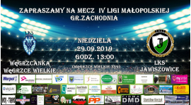 Zapraszamy na 10.kolejkę IV ligi małopolskiej gr. zachodnia 2019/20 !!!