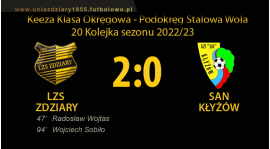 20 Kolejka: LZS Zdziary - San Kłyżów 2:0.