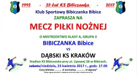 ZAPROSZENIE NA MECZ. Bibiczanka - Dąbski KS Kraków