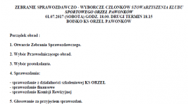 ZEBRANIE SPRAWOZDAWCZO - WYBORCZE CZŁONKÓW STOWARZYSZENIA KLUBU SPORTOWEGO ORZEŁ PAWONKÓW