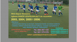RKS Okęcie ogłasza nabór uzupełniający do roczników 2003, 2004, 2005 i 2006.