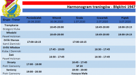 Harmonogram treningów 29.06-5.07