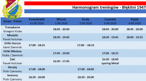 Harmonogram 31.08 - 6.09
