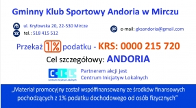 Przekaż 1% na rzecz GKS Andoria Mircze