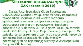 Zebranie organizacyjne ŻAK (rocznik 2010)