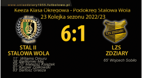 23 Kolejka: Stal II Stalowa Wola - LZS Zdziary 6:1.