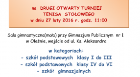 II Otwarty turniej tenisa stołowego