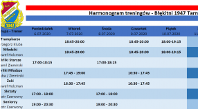Harmonogram treningów 6.07-12.07