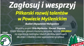 Ruszyło głosowanie w Małopolskim Budżecie Obywatelskim - szansa na 250 tys. zł na Piłkarski rozwój talentów w Powiecie Myślenickim!