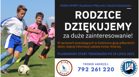 Beskid Godziszka i MIWO Sport Akademia Piłkarska rozpoczynają współpracę. Zadbamy o rozwój Waszych dzieci