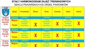 Harmonogram treningów 01.11.2019-30.03.2020