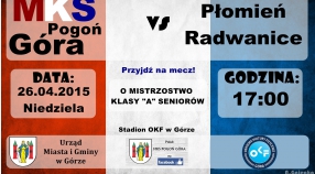 Seniorzy: MKS Pogoń GÓRA vs Płomień Radwanice