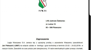 Jan Pełeszok zaproszony na testy do Legii Warszawa!