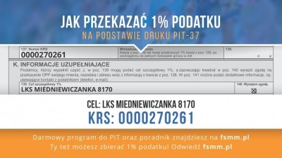 Dofinansowanie klubu z 1% podatku