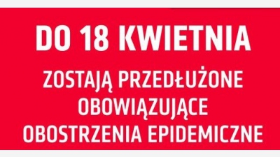 Zawieszenie treningów przedłużone do dnia 18 kwietnia 2021