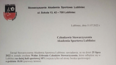 Walne Zebranie Członków Stowarzyszenia