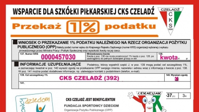 Przekaż swój 1% podatku na CKS Czeladź!