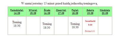 Treningi: 14.09-20.09