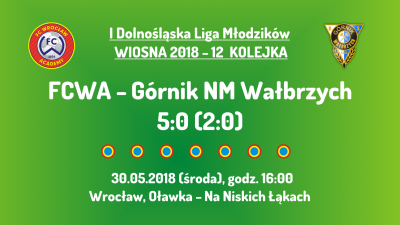 I DLM wiosna 2018 - 12 kolejka (30.05.2018): FCWA - Górnik NM Wałbrzych
