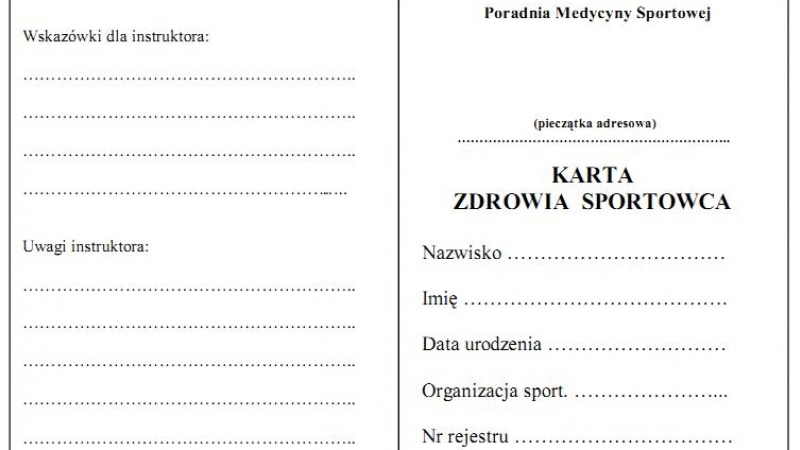 karta zdrowia sportowca 2020 Karta Zdrowia Zawisza Bydgoszcz Rocznik 2009 karta zdrowia sportowca 2020
